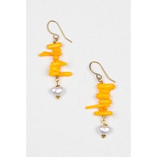 Otantik Doğal Taşlı Sarı Küpe