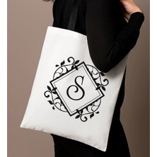 Bk Gift Kişiye Özel Harfli Tasarımlı Siyah Çanta-6, Alışveriş Çantası, Arkadaşa Hediye, Sevgiliye Hediye