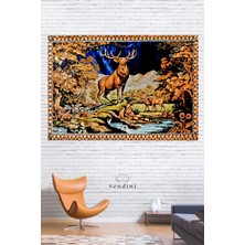 Vintage Serisi Geyikli Duvar Halısı Duvar Örtüsü Wall Tapestry