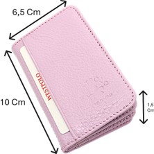 Westpolo Hakiki Deri Bol Kart Bölmeli Unisex Kartlık - Açık Lavanta Pembesi