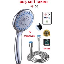 Banyo Duş Armatör Seti Takımı 5 Fonksiyon Başlık 150 cm Krom Hortum