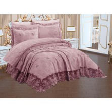 Manavgat 6 Parça Şönil Nakışlı Pike Takımı Pudra