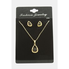 Ds-Derin Oval Kartanesi Zirkon Taşlı Set Kolye-Yeşil