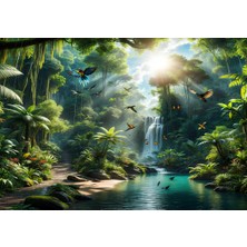 Amazon Ormanlarında Sıradan Bir Gün Duvar Örtüsü Duvar Halısı Wall Tapestry