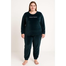 Pemilo Kadın 13214-2657 Büyük Beden Kadife Pijama Takımı