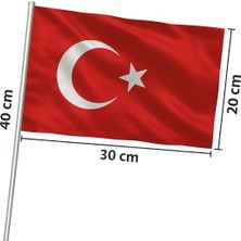 Sibel Günay Butik Alpaka Kumaş Türk Bayrağı | Ay Yıldızlı | 20×30 cm | Tutma Saplı