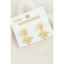 Ds-Derin Yıldız Trend Metal Küpe-Gümüş Rengi