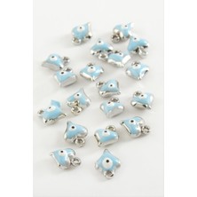 Ds-Derin Kalp Tek Kulplu Mineli Bileklik ve Kolye Ucu Aparatı 1 Adet-Lacivert