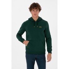 U.S. Polo Assn. Erkek Regular Fit Kapüşonlu Şardonlu Koyu Yeşil Basic Sweatshirt 50315582-VR079
