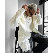 Erkek Beyaz Uzun Hırka