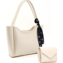 SHAKA Krem SHK257 Suni Deri Çanta ve Cüzdan Seti Günlük Kullanım İçin Moda Trendleriyle (SHK240-SHK67)