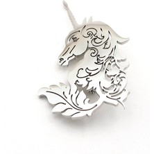 Unicorn Tek Boynuzlu At Mitolojik Paslanmaz Çelik Broş Rozet Yaka Süsü RZ447