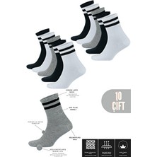 Lüx Kral Çeyrek Soket Çorap Seti %80 Pamuklu Düz Çizgili 10 Çift Yaz İçin Terletmez