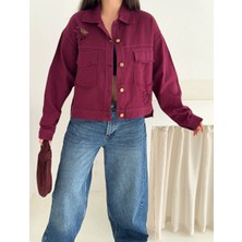 Yırtıklı Püskül Detaylı Gabardin Ceket