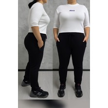 BSBYN-2310 Büyük Beden Kemer Paça Ribana Bayan Eşofman