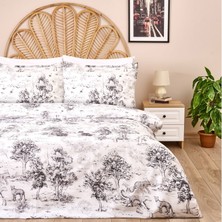 Soft Natura Tek Kişilik Nevresim Takımı - Beyaz / Antrasit