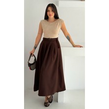 Kemerli Vatka Detaylı Düz Elbise