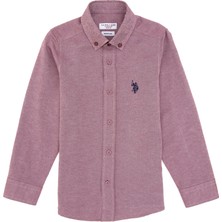 U.S. Polo Assn. Erkek Çocuk Plum Desenli Gömlek Basic Regular Fit Trend Stil