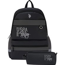 U.S. Polo Assn. Siyah Kalemlikli Okul Sırt Çantası Tekstil Materyal Kız Çocuk Desenli