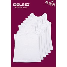 Belino Kız Çocuk Askılı Atlet 6'lı Paket Düz Beyaz Renk Nefes Alabilir Yumuşak Kumaş