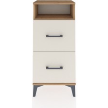 Arges Komodin Tek Raflı 2 Çekmeceli 44X30X96 Çam-Aytaşı