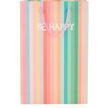 Be Happy Dikey Karton Çanta - Renkli - 38X25 cm