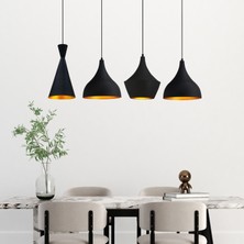 Siyah Dörtlü Pando Avize Sarkıt Yemek Masaüstü Iç Mekan Pastane Ofis Dükkan Modern Restoran