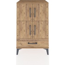 Hyperion Komodin 4 Raflı Tek Çekmeceli 4 Kapaklı 60X44X96 Çam-Çam