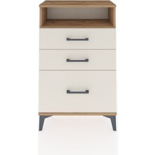 Arges Komodin Tek Raflı 3 Çekmeceli 60X30X96 Çam-Aytaşı