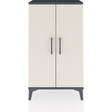 Arges Komodin 2 Raflı 2 Kapaklı 60X30X106 Antrasit-Aytaşı