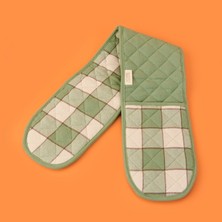 Toscana Uzun Fırın Eldiveni - Ekru / Yeşil - 16X85 cm