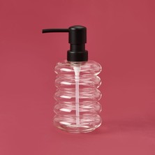 Kapaklı Borosilikat Cam Sıvı Sabunluk - Şeffaf / Siyah