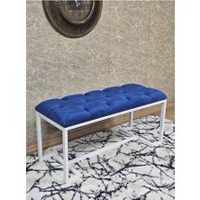 Beyaz Boyalı - L - Ayaklı 100 cm x 38 cm Oturak - Bench - Makyaj Taburesi - Makyaj Oturak Mavi Renk 100 x 40 Boyut/ebat
