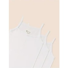 Natuline Kız Çocuk Organik Pamuklu Ribana İp Askılı Atlet 3'lü Paket Örme Kumaş ile Rahat Kalıp