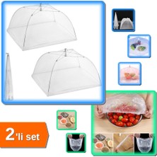 Yiyecek Koruyucu Şemsiye ve 100 Adet Lastikli Tencere Tabak Bonesi | 2li Set | D5R7WN