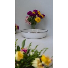 Emaye Zırhlı Muhallebi Kasesi 20 cm Desenli Yemek Kahvaltı Tabak Desenli Salata Cips Tabak