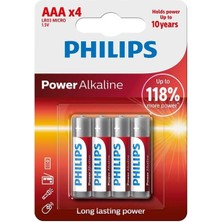 Zemheri Philips Power Alkaline Aaa LR03 1.5V Ince Kalem Pil 4'lü Paket (LR03P4B/10)