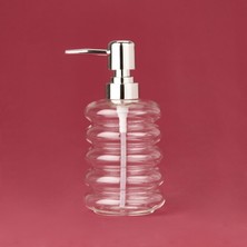 Kapaklı Borosilikat Cam Sıvı Sabunluk - Şeffaf / Gri