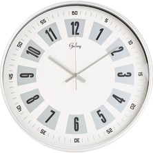 Dekoratif Beyaz Kadran Duvar Saati - Gri - 29 cm