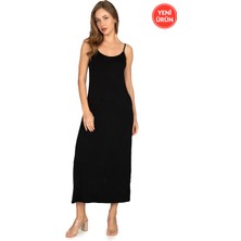 Özkan 27669 Kadın Viskon Premium Kumaş Uzun Boy Ip Askılı Kombinezon Astar Elbise Jüpon