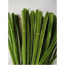 Butik 25 Adet Ordu Yeşil Şönil 30 cm 6 mm Çiçek Yapımına Uygun Tüylü Tel