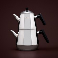 Heybeli Plus Maxi Çelik Çaydanlık - Siyah - 2,7 Lt + 1,5 Lt