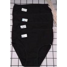 Picama Box Kadın Yüksek Bel Pamuk Bato Külot 4'lü Paket Düz Siyah Hipster Rahat Kalıp