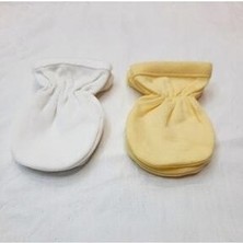Berkay Pamuklu Bebek Eldiveni 2 Çift Düz Desenli Beyaz ve Sarı Renk Cinsiyetsiz