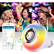 Gece Lambası Bluetooth Hoparlör Ledli Lamba Kumandalı Mp3 Çalar Ampul Renkli Ampul