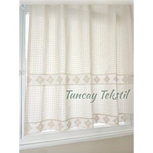 Buldan Işi Ara ve Ucu Dantelli Monika Perde %100 Pamuklu Otantik Güneşlik Perdesi En x Boy