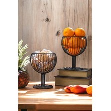 Belirtilmemiş Metal Mutfak Meyve Sepeti Dekoratif Kadeh Görünümlü Tel 22 cm Çap 26 cm Yükseklik Mat Siyah