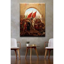 Sanat Duvarım Osmanlı Istanbul Fetih Kanvas Tablo Retro Tema 50 x 35 cm Çerçevesiz Kahverengi Malzeme