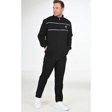 Marco Ferry Pamuklu Büyük Beden Erkek Eşofman Takımı 201514 Uzun Kol Düz Siyah Günlük Stil