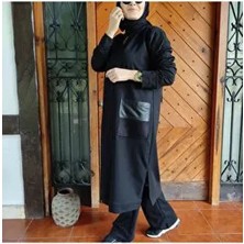 Aysun Aydemir Kadın Tesettür Eşofman Takım Pamuklu Malzeme ile Düz Desenli Günlük Stil Oversize